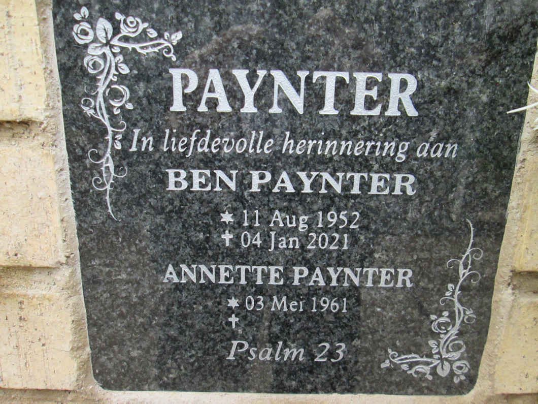 PAYNTER Ben 1952-2021 &amp; Annette 1961-