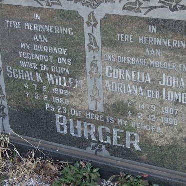 BURGER Schalk Willem 1902-1980 &amp; Cornelia Johanna Adriana LOMBARD 1907-1990