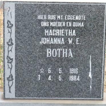 BOTHA Margrietha Johanna W.E. 1916-1984