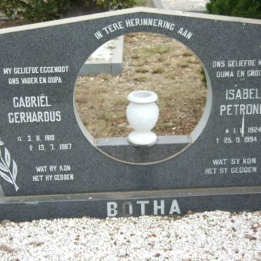 BOTHA Gabriel Gerhardus 1918-1987 &amp; Isabella Petronella 1924-1994