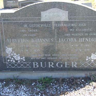 BURGER Albertus Johannes 1913-1977 &amp; Jacoba Hendrina 1918-1974