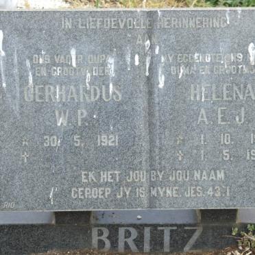 BRITZ Gerhardus W.P. 1921- &amp; Helena A.E.J. 1918-1992