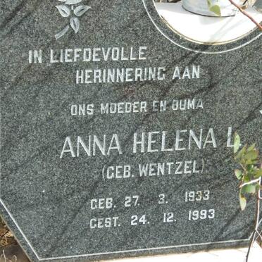 BATEMAN Anna Helena L. nee WENTZEL 1933-1993