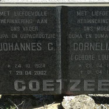 COETZEE Johannes G. 1924-2002 &amp; Cornelia J. LOUWIES 1926-1991