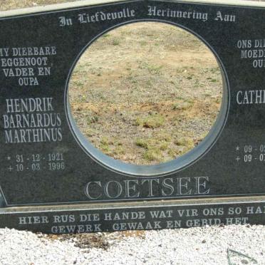 COETSEE Hendrik Barnardus Marthinus 1921-1996 &amp; Catherine 1925-2002
