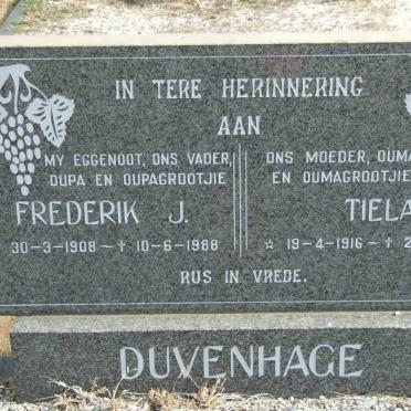DUVENHAGE Frederik J. 1908-1988 &amp; Tiela 1916-2004