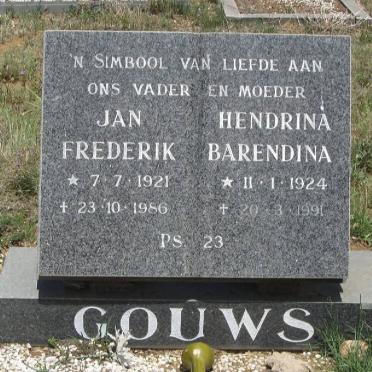 GOUWS Jan Frederik 1921-1986 &amp; Hendrina Barendina 1924-1991