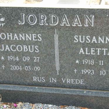 JORDAAN Johannes Jacobus 1914-2004 &amp; Susanna Aletta 1918-1993