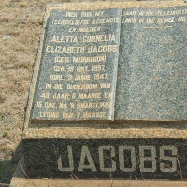 JACOBS Aletta Cornelia Elizabeth nee MORRISON 1897-1947