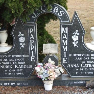 JACOBS Hendrik Karolis 1927-1989 &amp; Anna Catharina 1929-2008