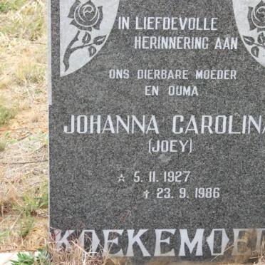 KOEKEMOER Johanna Carolina 1927-1986
