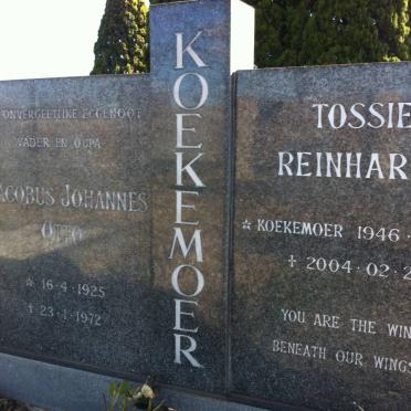 KOEKEMOER Jacobus Johannes Oyyo 1925-1972 :: REINHARDT Tossie nee KOEKEMOER 1946-2007 