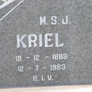 KRIEL M.S.J. 1888-1983