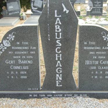 LABUSCHAGNE Gert Barend Cornelius 1924-1988 &amp; Hester Catharina CLAASSENS 1927-1998