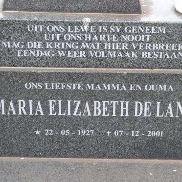 LANGE Coenraad Petrus, de 1929-1987 &amp; Maria Elizabeth, de 1927-2001   