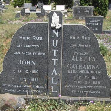 NUTTALL John 1910-1986 &amp; Aletta Catharina THEUNISSEN 1918-1988