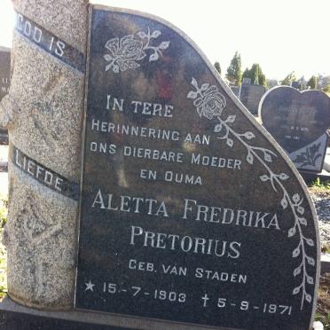 PRETORIUS Aletta Fredrika nee VAN STADEN 1903-1971