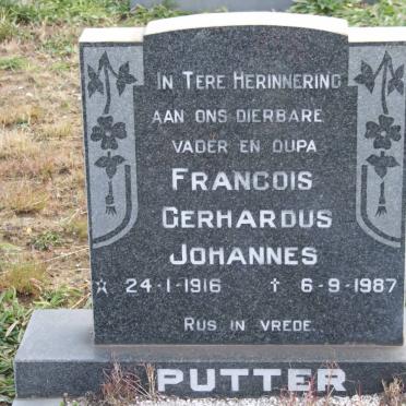 PUTTER Francois Gerhardus Johannes 1916-1987