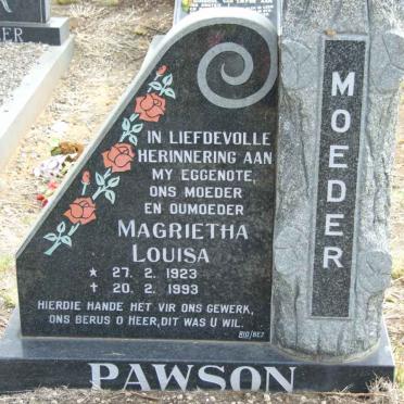 PAWSON Magrietha Louisa 1923-1993