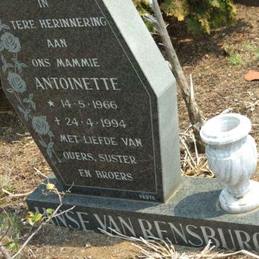 RENSBURG Antoinette, Janse van 1966-1994