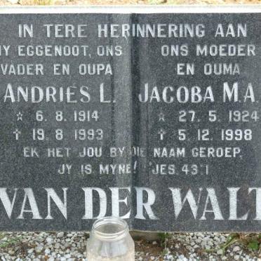 WALT Andries L., van der 1914-1993 &amp; Jacoba M.A.M. 1924-1998