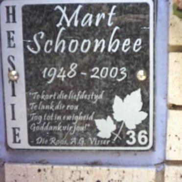 SCHOONBEE Mart 1948-2003