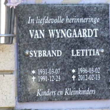 WYNGAARDT Sybrand, van 1931-1991 &amp; Letitia 1936-2012