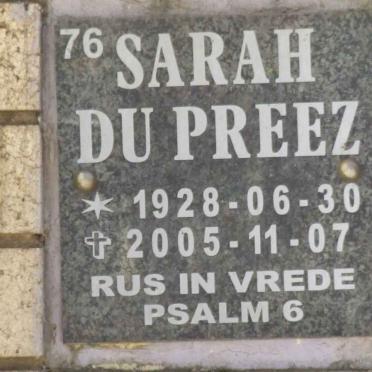 PREEZ Sarah, du 1928-2005