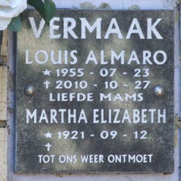 VERMAAK Louis Almaro 1955-2010 &amp; Martha Elizabeth 1921-