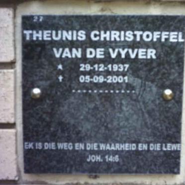 VYVER Theunis Christoffel, van der 1937-2001