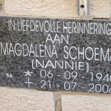 SCHOEMAN Magdalena 1940-2006