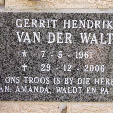 WALT Gerrit Hendrik, van der 1961-2006