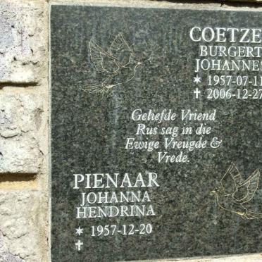 COETZEE Burgert Johannes 1957-2006 :: PIENAAR Johanna Hendrina 1957-