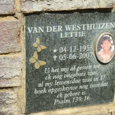 WESTHUIZEN Lettie, van der 1953-2007