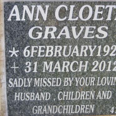 GRAVES Ann Cloete 1928-2012