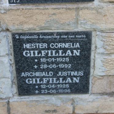GILFILLAN Archibald Justinus 1925-1996 &amp; Hester Cornelia 1925-1992