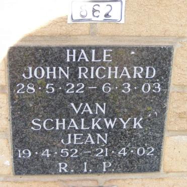 HALE John Richard 1922-2003 :: VAN SCHALKWYK Jean 1952-2002