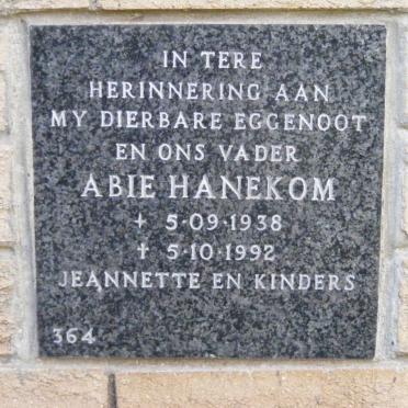 HANEKOM Abie 1938-1992