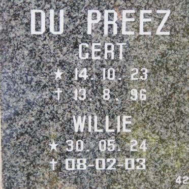 PREEZ Gert, du 1923-1996 :: DU PREEZ Willie 1924-2003