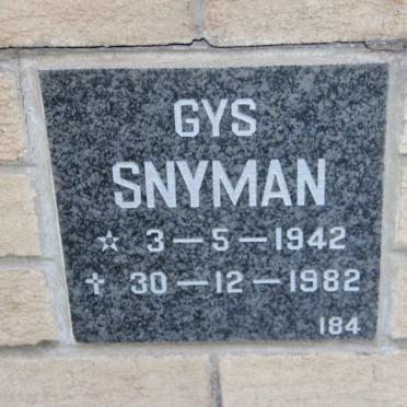 SNYMAN Gys 1942-1982