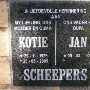 SCHEEPERS Jan 1928- &amp; Kotie 1929-2005