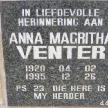 VENTER Anna Magritha 1920-1995