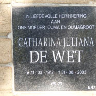 WET Catharina Juliana, de 1912-2003