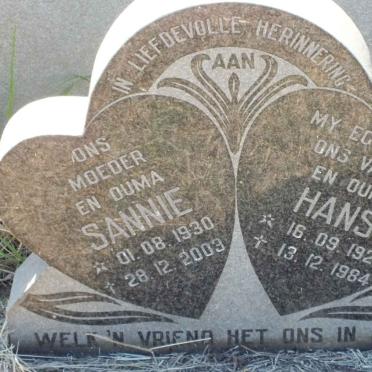 ? Hans 1929-1984 &amp; Sannie 1930-2003