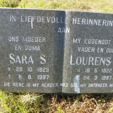 ? Lourens J. 1922-1997 &amp; Sara S. 1929-1997