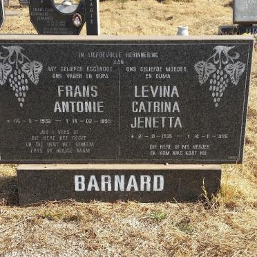 BARNARD Frans Antonie 1932-1995 &amp; Levina Catrina Jenetta 1935-1996