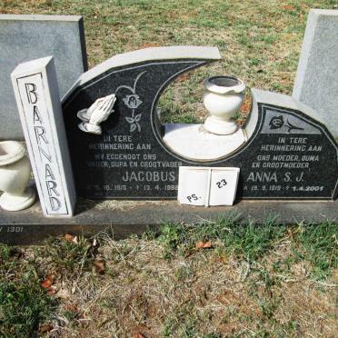 BARNARD Jacobus 1915-1992 &amp; Anna S.J. 1919-2001