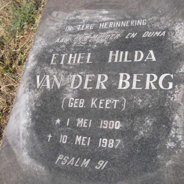 BERG Ethel Hilda, van der nee KEET 1900-1987