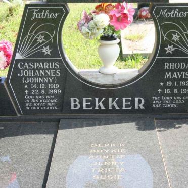 BEKKER Casparus Johannes 1919-1989 &amp; Rhoda Mavis 1924-1996