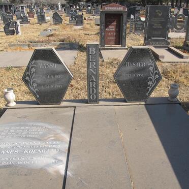 BERNARDO Johannes Koenraad 1950-1997 &amp; Hester 1951-